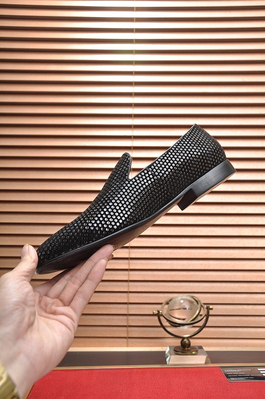 Versace Textured Black Slip-On Shoes — side