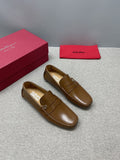 Ferragamo Brown Buckle Driving Loafers — hero