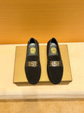 Versace Black Gold Buckle Loafers — hero