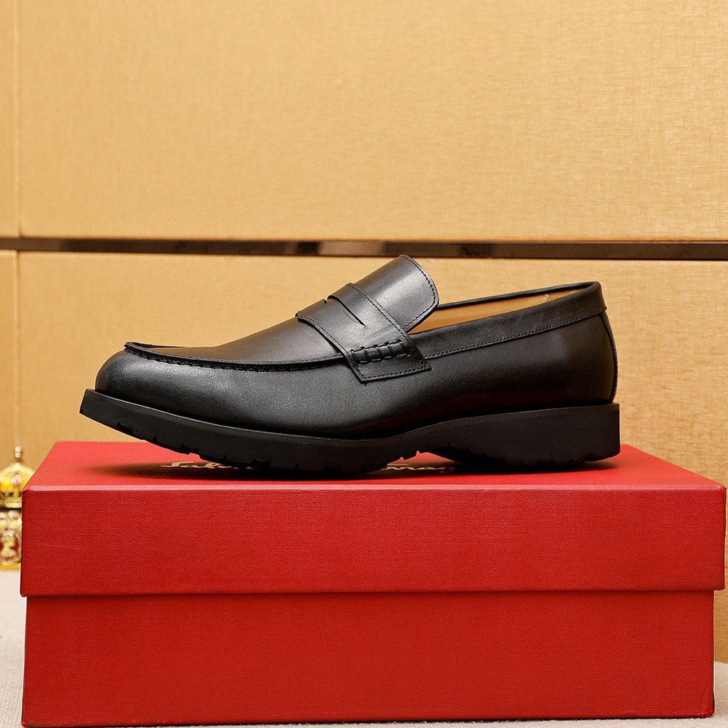 Ferragamo Black Strap Loafers — side