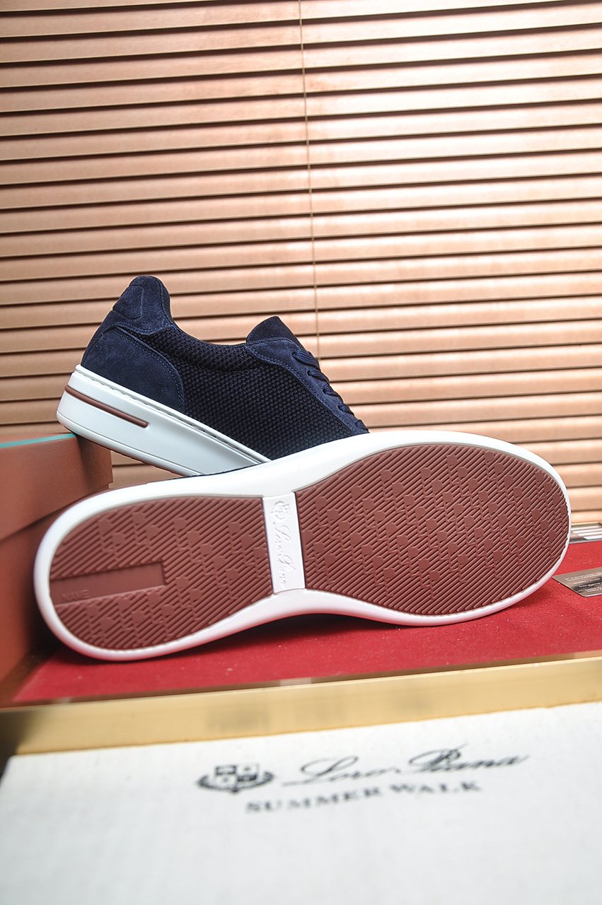 微商相册测试鞋子-Loro Piana Textured Lace-Up Sneakers — detail