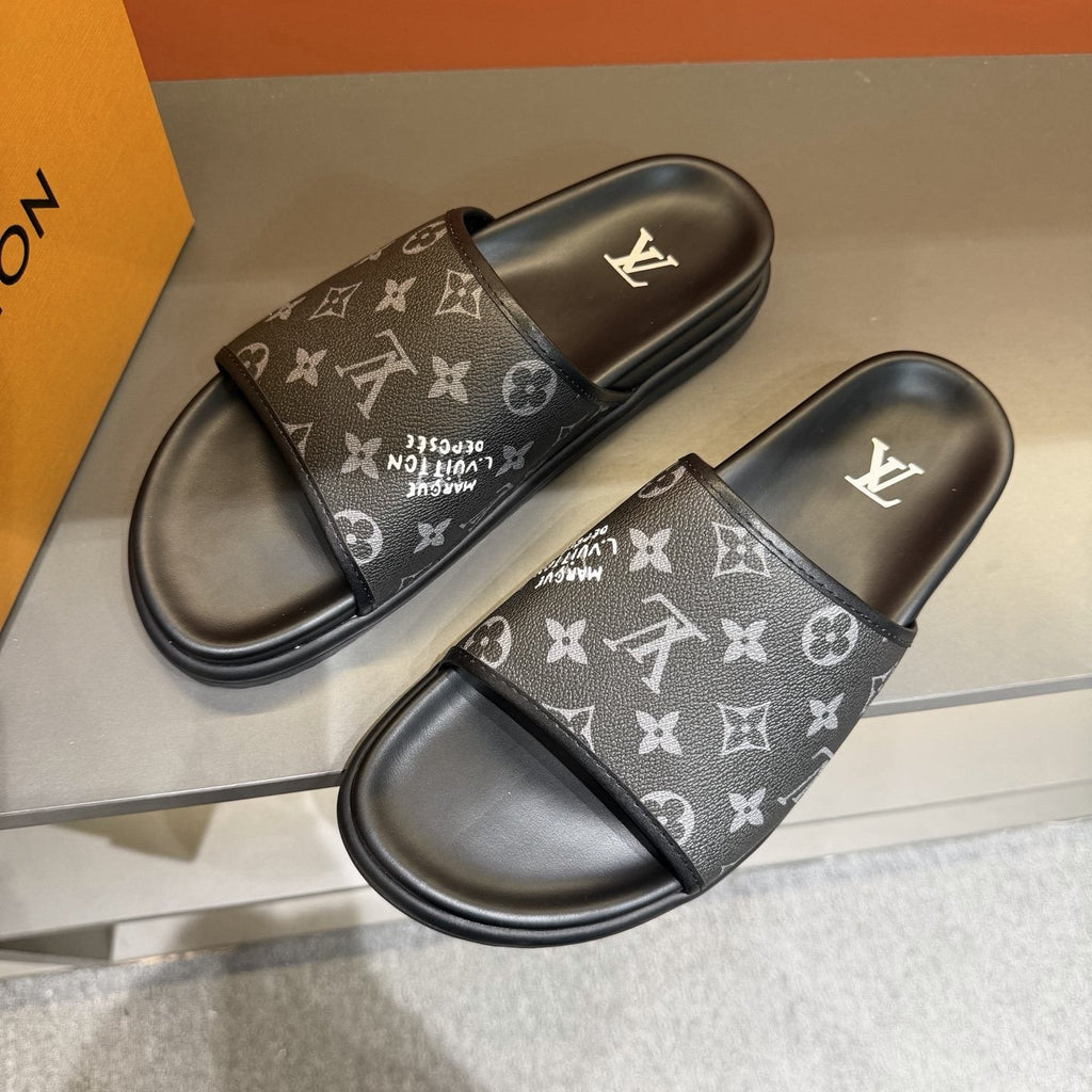 Louis Vuitton Monogram Slide Sandals — front