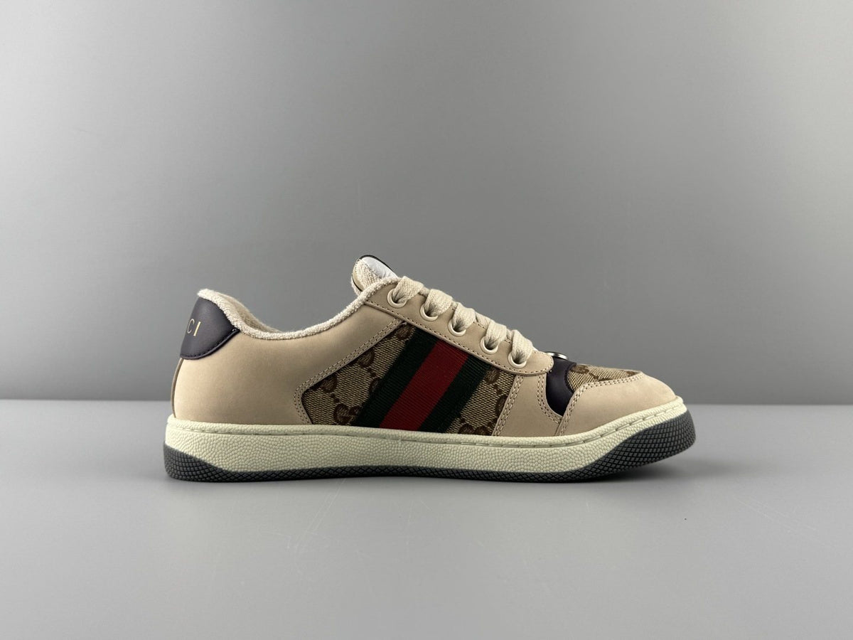Gucci Beige Web Stripe Sneakers — side