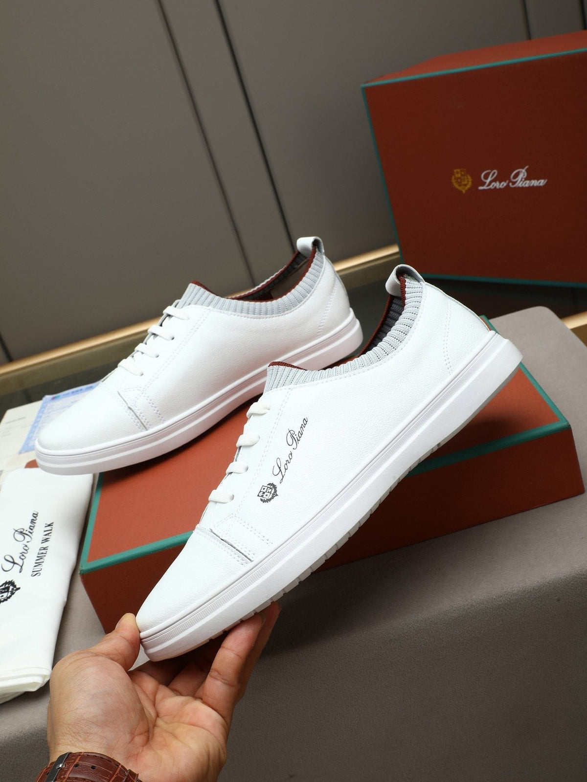 Loro Piana Lace-Up Low-Top Sneakers — front