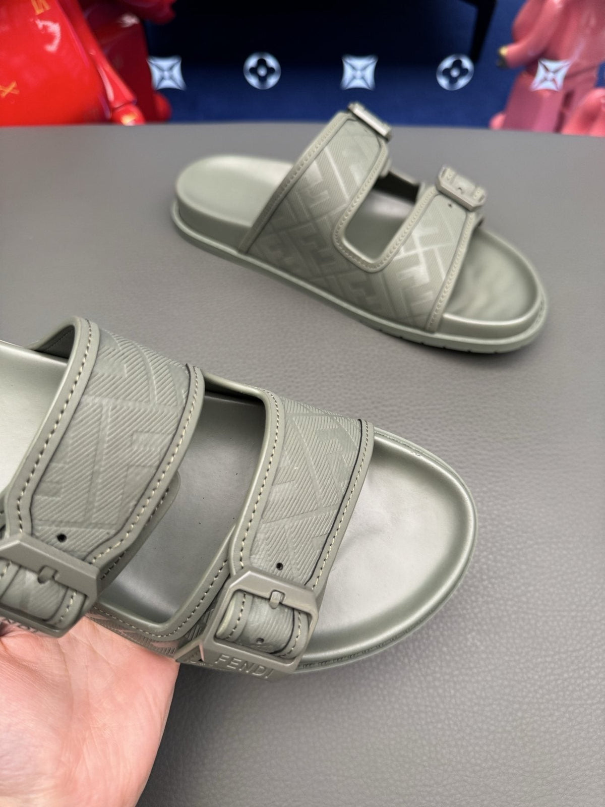 Fendi Two-Buckle Slide Sandals — detail